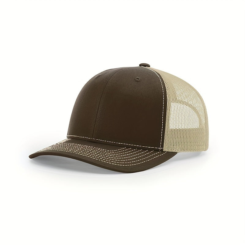 Adjustable Sunshade Mens Mesh Peaked Cap With Embroidery