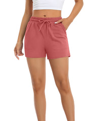 Women's Solid Drawstring Sports Shorts - Yoga Fitness Workout