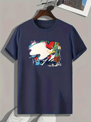 Men's Creative Painting Print Graphic T-shirt for Summer