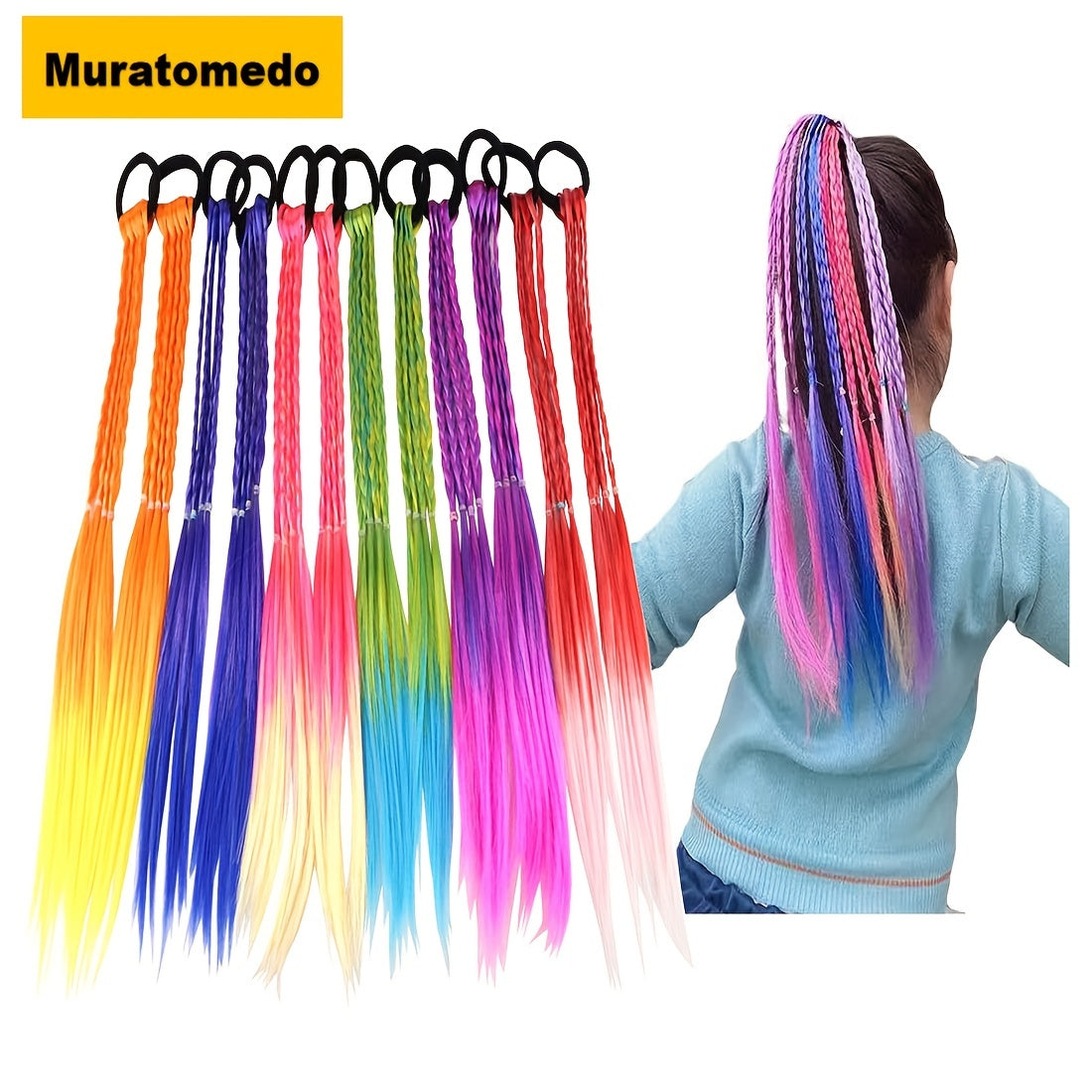 12pcs Gradient Twist Braided Hair Wigs Extensions for Girls