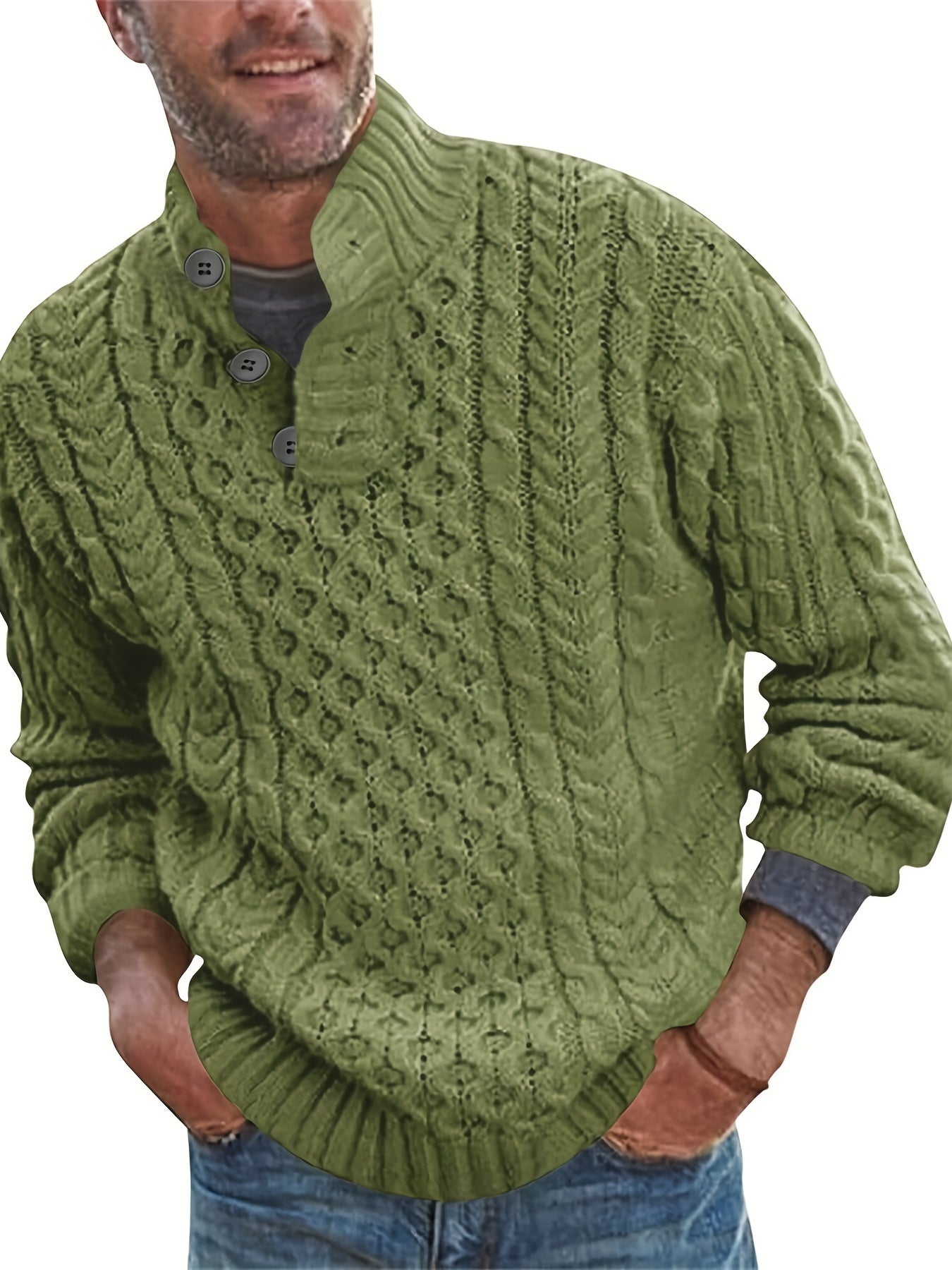 Knitted Cable Sweater Men's Casual Warm Pullover For Fall Winter