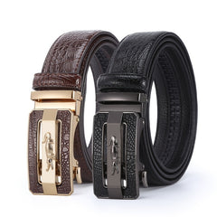 Men's Automatic Buckle Crocodile Pattern Cowhide Belt