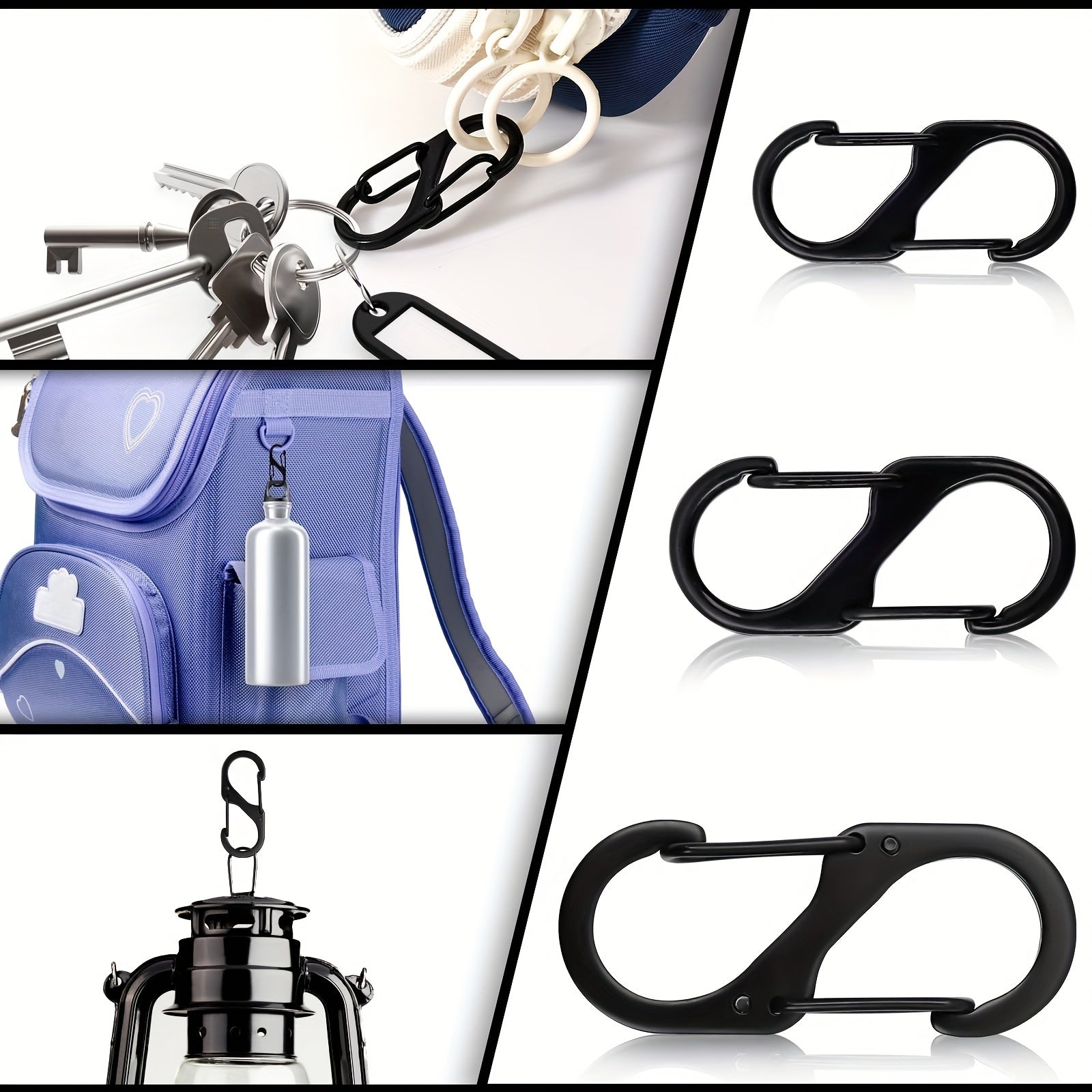 10pcs Zinc Alloy S Hook Keychain Anti lost Metal Keyring for Camping Hiking