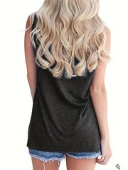 Cow Head Print Crew Neck Tank Top Sleeveless Casual Summer Women's Top