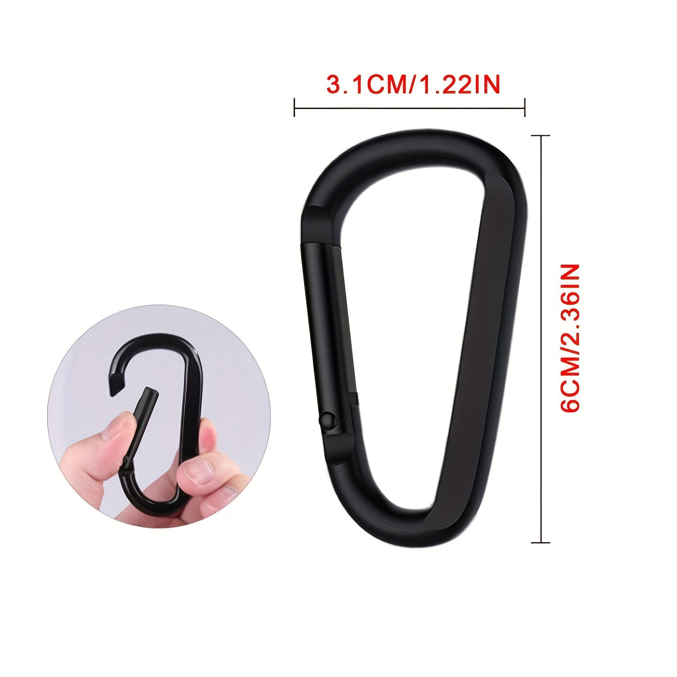 10pcs Aluminum D Ring Carabiner Clip Keyring Hook