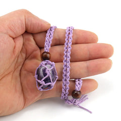 12pcs Adjustable Necklace Cord Natural Quartz Crystal Chakra Healing Net Bag Pen