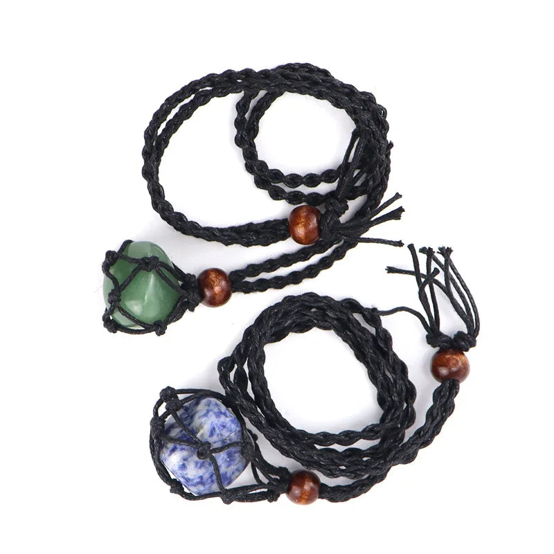 12pcs Adjustable Necklace Cord Empty Stone Holder Wax Rope Necklace
