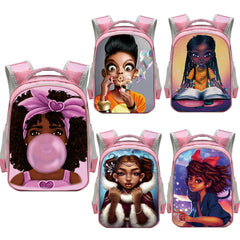 13 Inch Afro Girls Backpack School Bags Cartoon Girls Daypack
