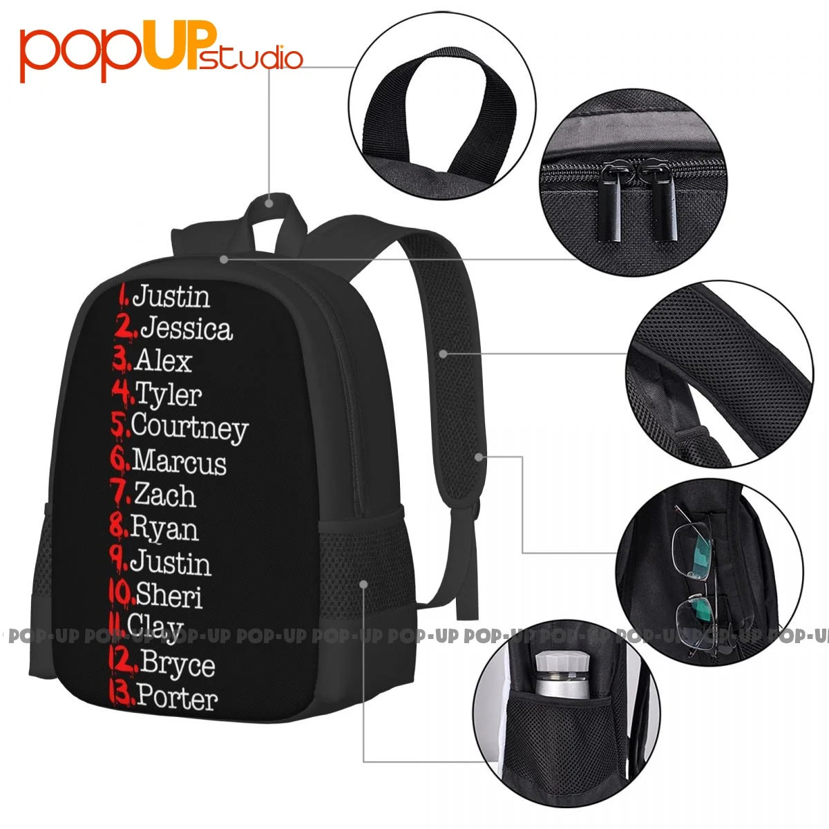 13 Reasons Why Tape Names Printed Backpack Large Capacity Print Softback Gymnast