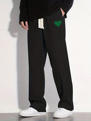Clover Heart Pattern Loose Fit Drawstring Pants