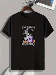 Halloween Skeleton & Pumpkin Pattern Print Men's T-shirt Graphic Tee