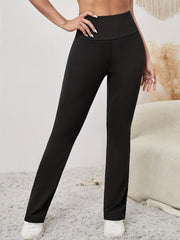 Solid Medium Stretch Fitness Pants Yoga Running Flared Pants