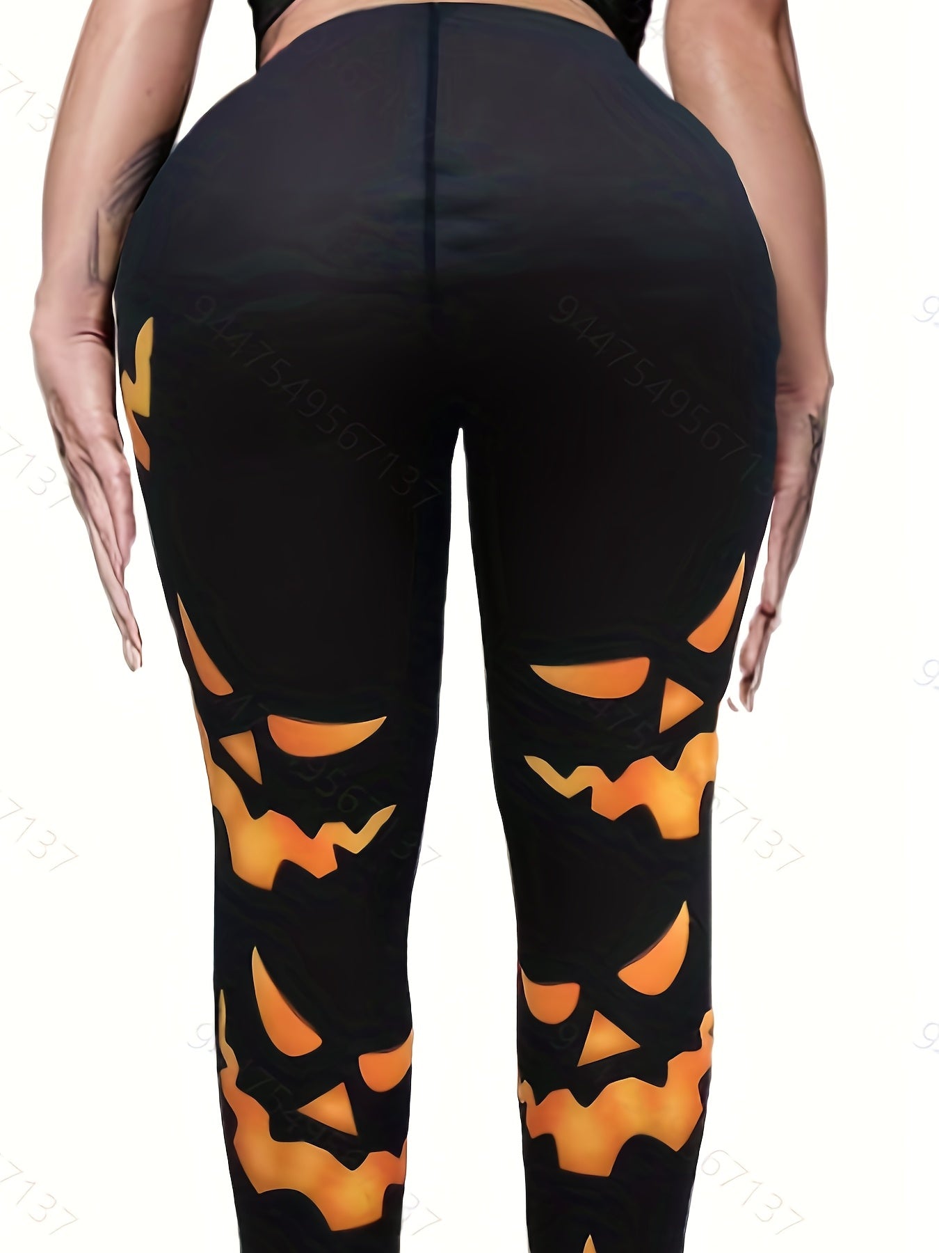 Halloween Pumpkin Print Butt Lifting Yoga Leggings