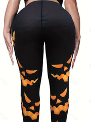 Halloween Pumpkin Print Butt Lifting Yoga Leggings