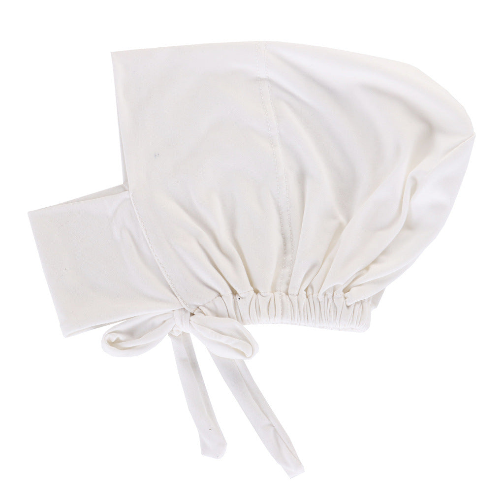 Drawstring Neck Turban Cap Hijab Cap Bonnet Cap Solid Turban Cap