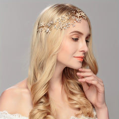 Bridal Headpiece Leaf Rhinestone Hair Pearl Crystal Party Headband