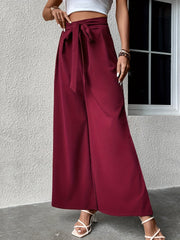 Wide Leg Pants Tie Waist Casual Style