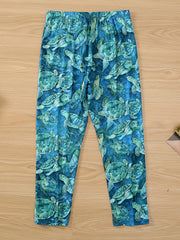 Turtles Print Cropped Leggings Slim Casual Leggings Women's Clothing