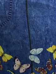 Butterfly Denim Print Skinny Leggings for Spring & Summer Women