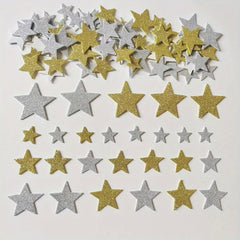 Golden & Silver Pentagram Foam Stickers for Crafts & Parties