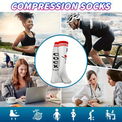 3 Pairs Men's Compression Letter Pattern Graphic Crew Socks