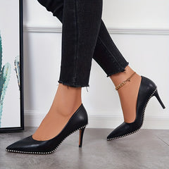 Sexy Pointed Toe High Heels Metal Beads Stiletto Heels Dress Pumps