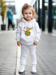 OERYUI Kids Santa & Christmas Tree Print Hoodies Pants Set