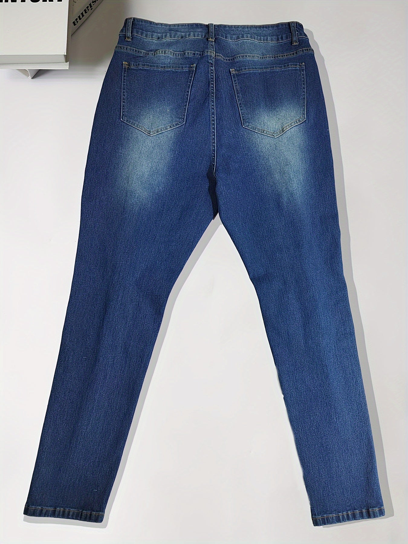 Women's Plus Size Skull Print Ripped Skinny Jeans
