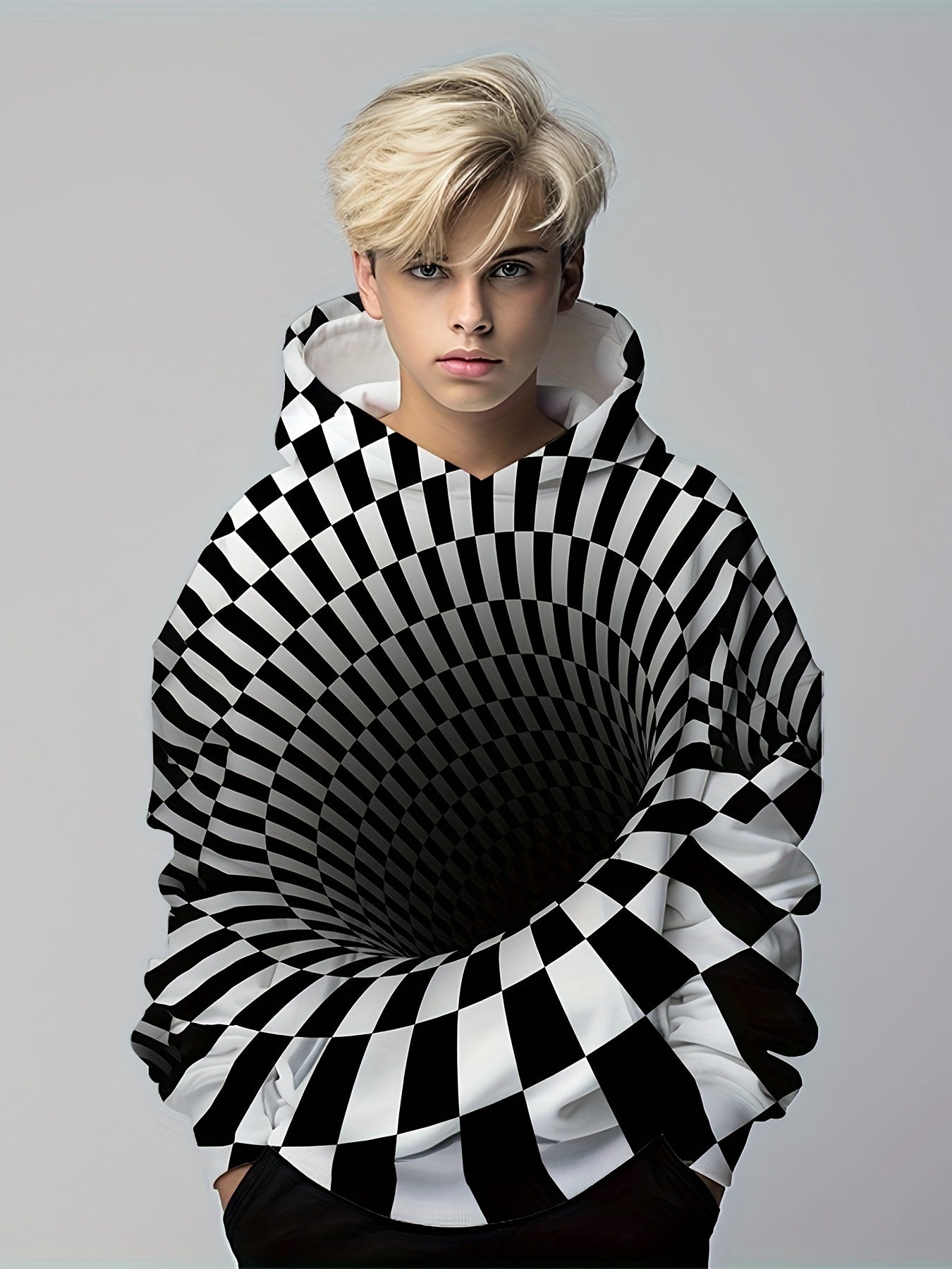 Kids Hollow Optical Illusion 3D Print Hoodie Hip Hop Street Sports Tops