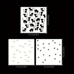 Holiday Halloween Funny Cats Christmas Elf Background Stencils for Cards Making