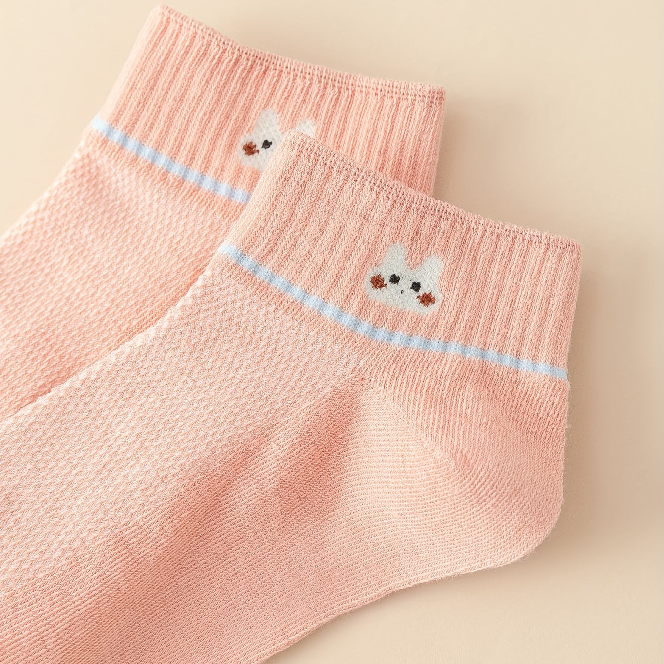 5 Pairs Bunny Print Crew Socks Women's Stockings