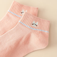 5 Pairs Bunny Print Crew Socks Women's Stockings