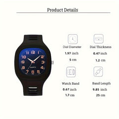 Square Digital Watch Silicone Band Waterproof Sporty Style