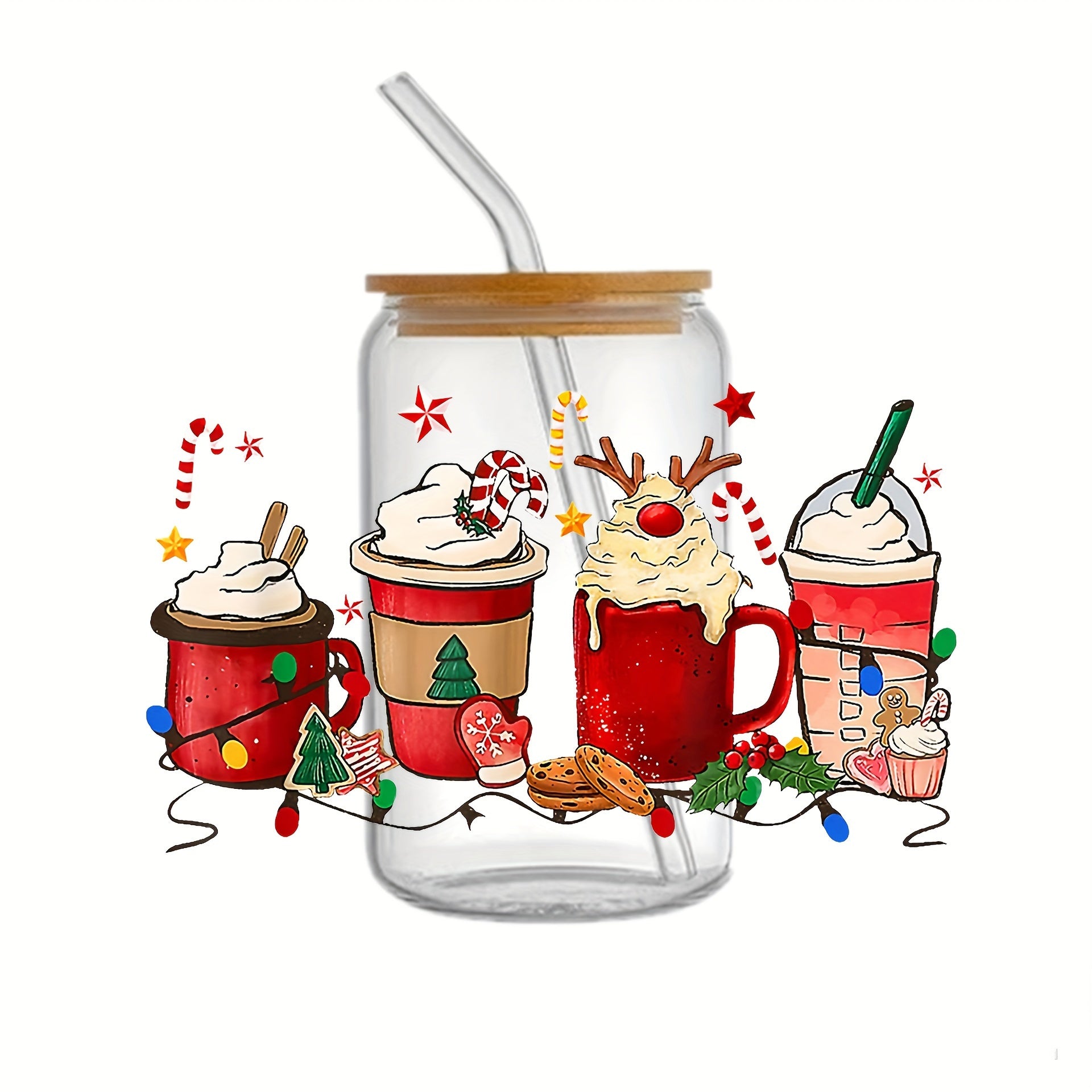 Christmas 3D UV DTF 16oz Cups Wrap Sticker DIY Label Transfer Stickers