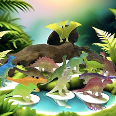 20pcs Glow in the Dark Mini Dinosaur Figures - Random Colors Collectible