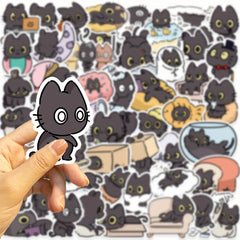 50pcs Cat Cartoon Stickers for Luggage Guitar Skateboard, Fun Vinyl Decoration