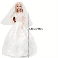 Girl Doll Wedding Dress Lace Party Outfit with Floral Embroidery
