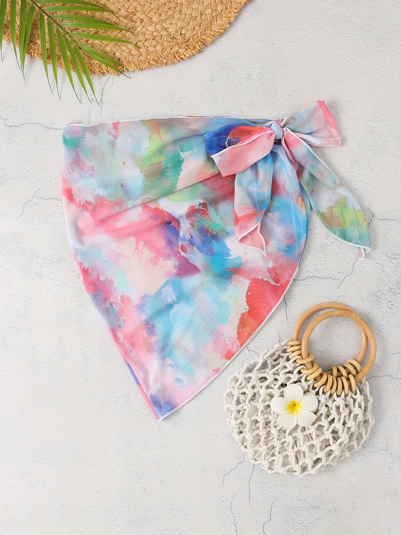 Print Tie Side Stretchy Cover Up Skirt Wrap Beach Coverup