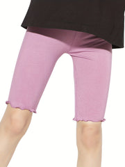 5pcs Girls' Modal Dance Shorts Fringe Stretch Sports Bottoming Shorts