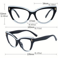 Rivet Decor Cat Eye Clear Lens Glasses for Women Men