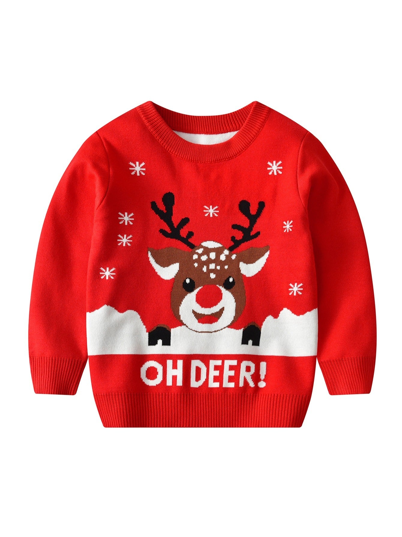 Boys Elk Print Knit Pullover Sweater Christmas Clothing