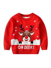 Boys Elk Print Knit Pullover Sweater Christmas Clothing