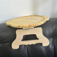 Wooden Sofa Tray with Phone Holder - Non-Slip Armrest Table