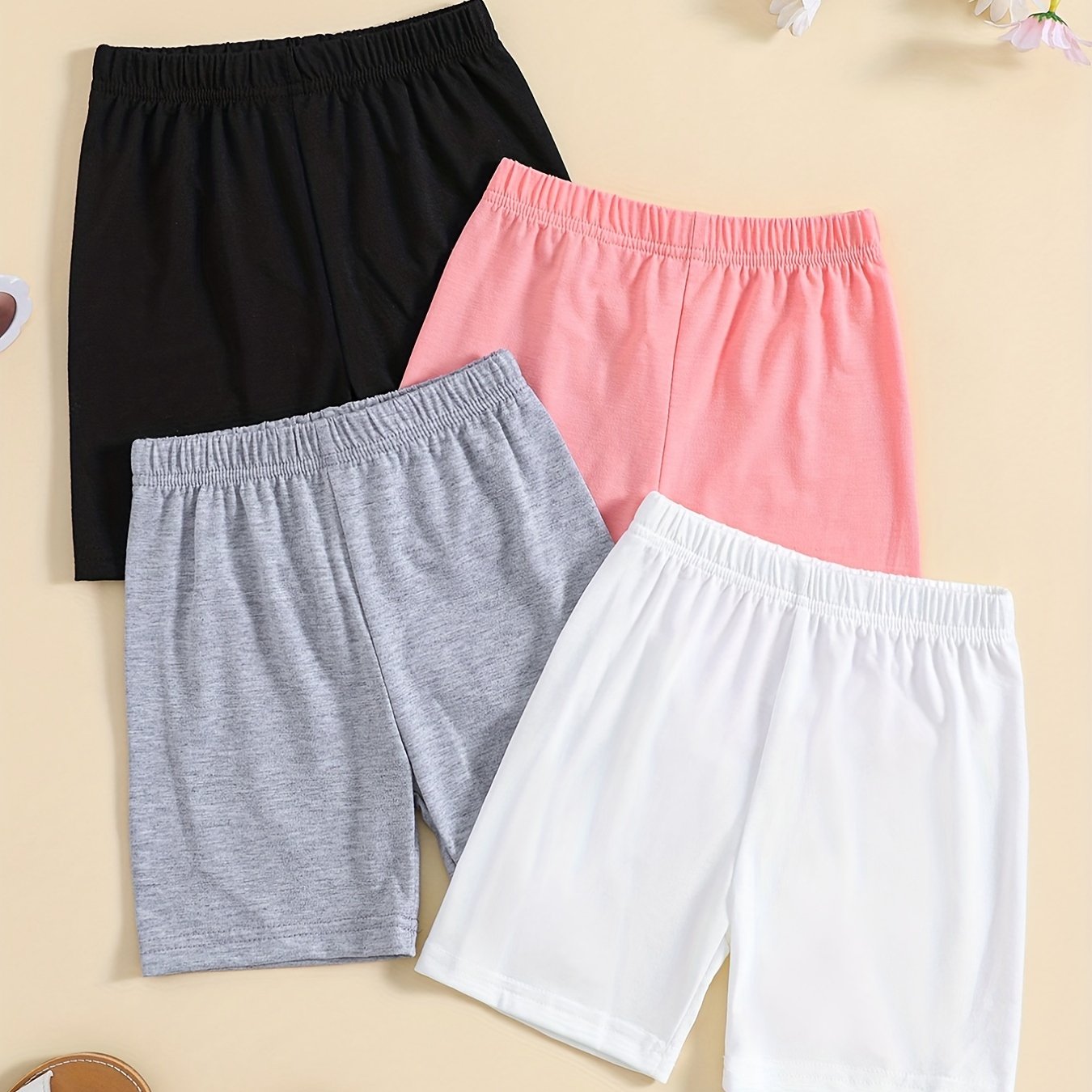 4pcs Girls Cotton Shorts Set Elastic Waist Comfy Dance Ballet Skirt