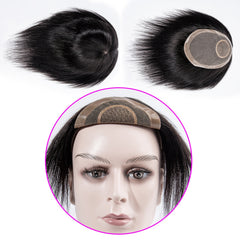 Men's Clip In Hairpiece 14x19 Straight Hair Topper with Bangs