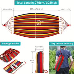 Canvas Hammock with Anti Roll Beam & Tree Straps for Camping & Patio