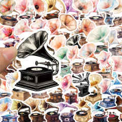 50pcs Retro Cartoon Phonograph Graffiti Stickers for Mobile Phone Skateboard