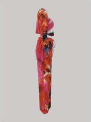 Casual Tie Dye Two-piece Set Long Sleeve Crop Top & Pants Outfit
