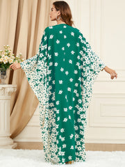 Abaya Dress Women's Plus Ditsy Floral Print Bat Sleeve