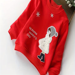 Kid Girls Portrait Graphic Cotton Crew Neck Casual Sweatshirts